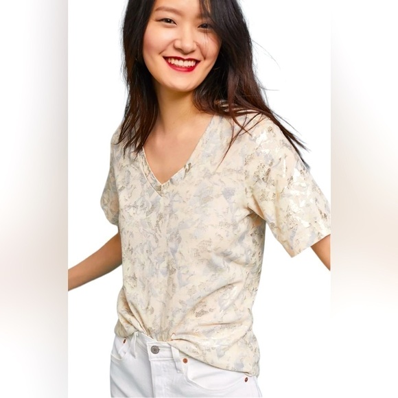 Anthropologie x Sol Angeles Foiled Floral Tee - Picture 1 of 12